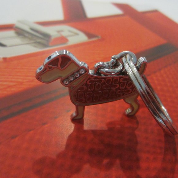 Coach Dog Key Ring Designed White Crystals Collar - Picture 12 of 13